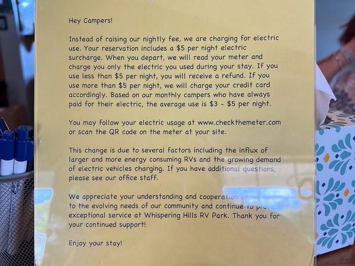 image from Campgrounds charging for electricity usage?