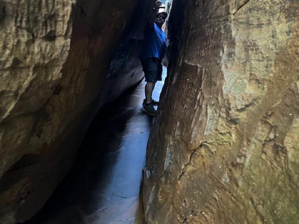 Steve fits through Fat Man’s Squeeze!