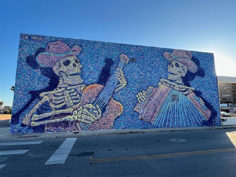 image from Corpus Christi's Van Gogh-Inspired Skeleton Mural