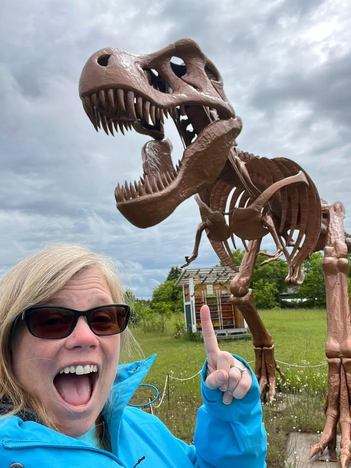 A T-Rex art statue