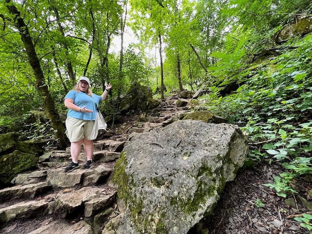 Rock stairs along the trail to the river